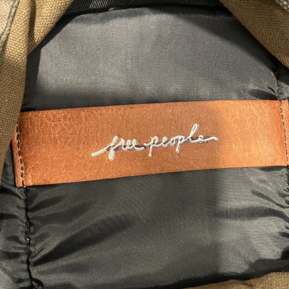 Free People Berlin Studded Backpack Canvas Faded Military Army Green NWOT - Picture 5 of 13